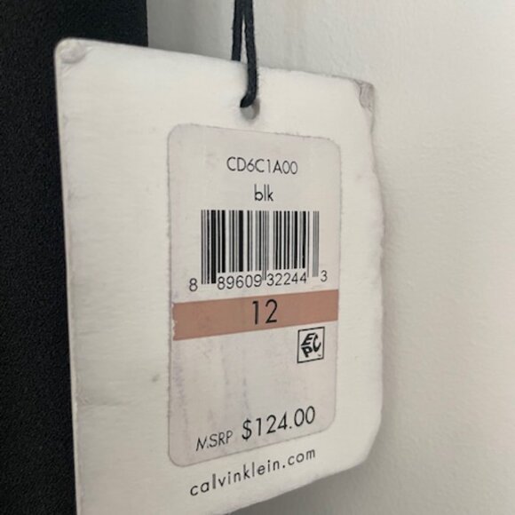 Calvin Klein Sleeveless Black Sheath Dress with Gold Back Zipper Size 12 - Picture 2 of 5